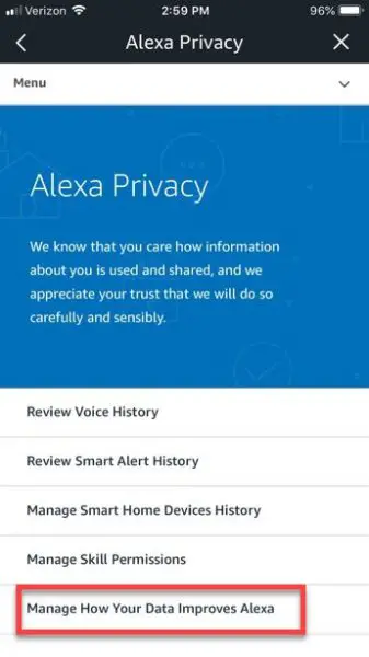 Prevent Amazon Employees from Listening - Amazon Alexa App