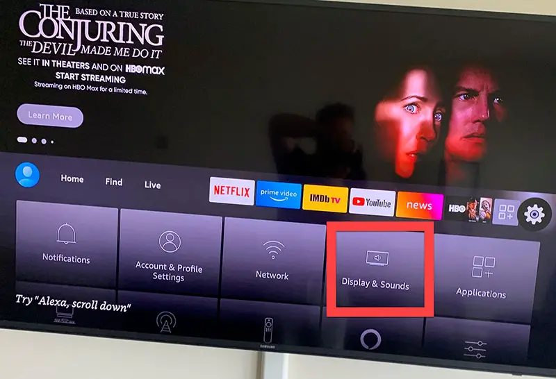 display and sounds settings to fix fire tv cube black screen
