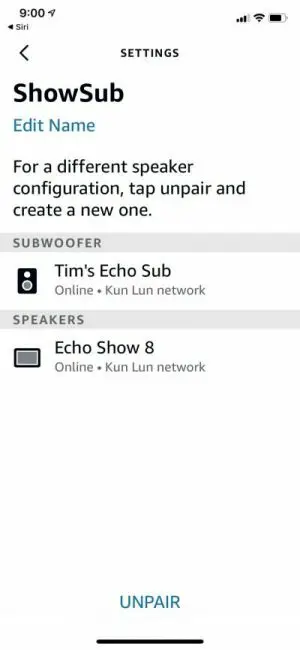 echo showsub pair in app