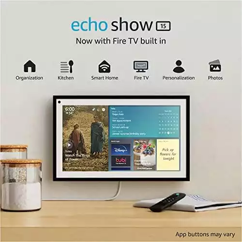 Echo Show 15 | Full HD 15.6" smart display with Alexa and Fire TV built in | Remote included