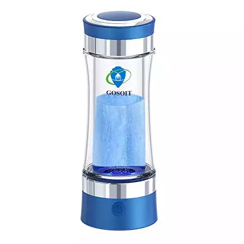GOSOIT Hydrogen Alkaline Water Flask Bottle Maker Machine Hydrogen Water Generator Ionizer with SPE and PEM Technology,US Membrane Make Hydrogen Content up to 800-1200 PPB (Blue)