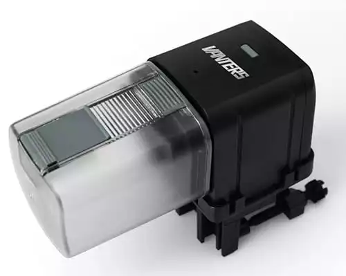 Vanters L27 Automatic Aquarium Fish Tank Feeder Timer Adjustable Food Dispenser (APP Control & USB Power Supply), Compatible with Amazon Alexa (Black, Standard Pack)