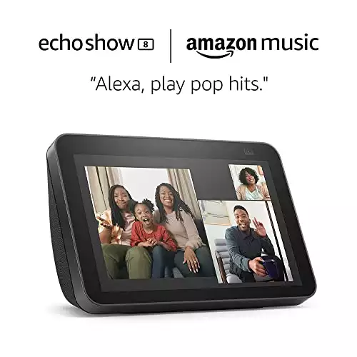 Echo Show 8 (2nd Gen, 2021 release) - Charcoal and 4 months of Amazon Music Unlimited FREE w/ auto-renewal