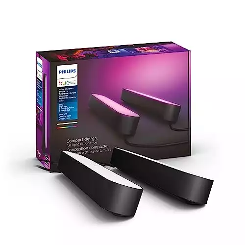 Philips Hue Smart Play Light Bar Base Kit, Black White & Color Ambiance LED Color-Changing Light 2 Pack Requires Bridge Control with App Works with Alexa, G...