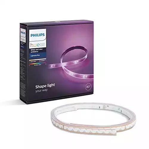 Philips Hue 800276 White and Color Ambiance LightStrip Plus Dimmable LED Smart Light (Requires Hue Hub, Works with Alexa, HomeKit & Google Assistant), 80 inch