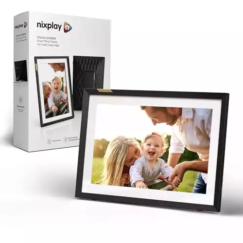 Nixplay Digital Touch Screen Picture Frame - 10.1 Photo Frame, Connecting Families & Friends (Black/White Matte)