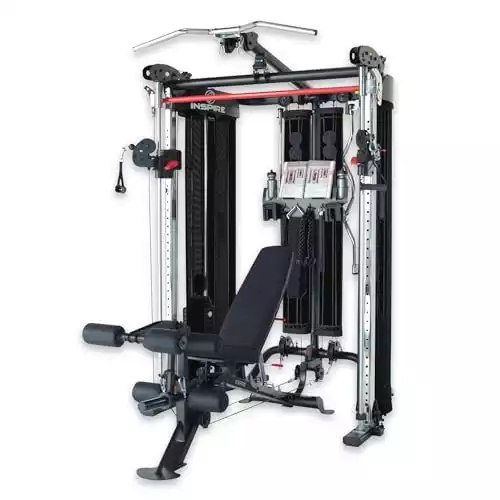 Inspire Fitness FT2 Functional Trainer & Smith Machine Station + Bench & Leg Extension Attachment Bundle - At Home Workout Machine for Full Body Strength Training + Squat Exercises