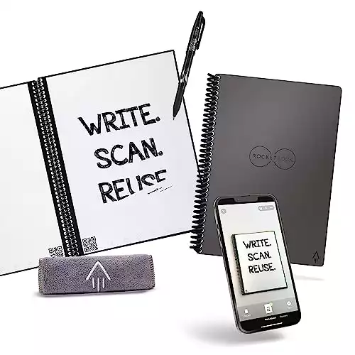 Rocketbook Core Reusable Smart Notebook | Innovative, Eco-Friendly, Digitally Connected Notebook with Cloud Sharing Capabilities | Dotted, 6" x 8.8", 36 Pg, Deep Space Gray, with Pen, Cloth,...