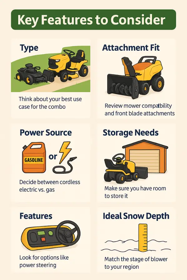 lawn mower snow blower combo features