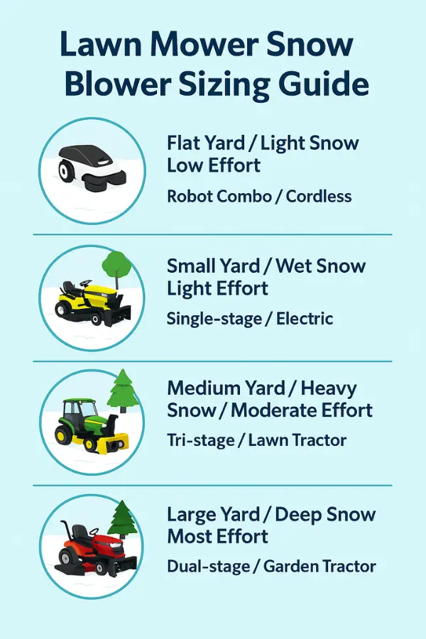 lawn mower snow blower combo sizing guide