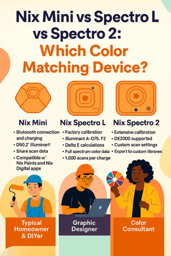 Nix Mini vs Spectro L vs Spectro 2 comparison infographic