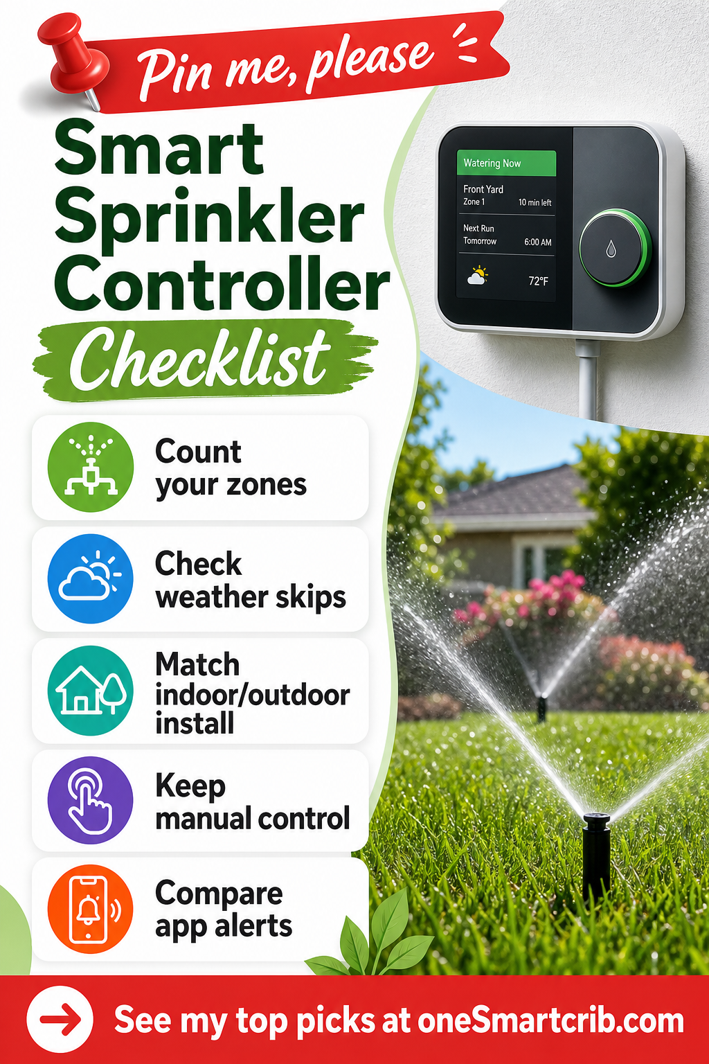 best smart sprinkler controllers checklist Pinterest pin