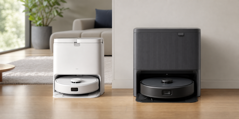 eufy and iRobot Roomba robot vacuums compared in a clean home