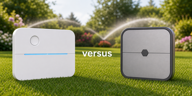 Rachio vs Orbit smart sprinkler controller comparison banner