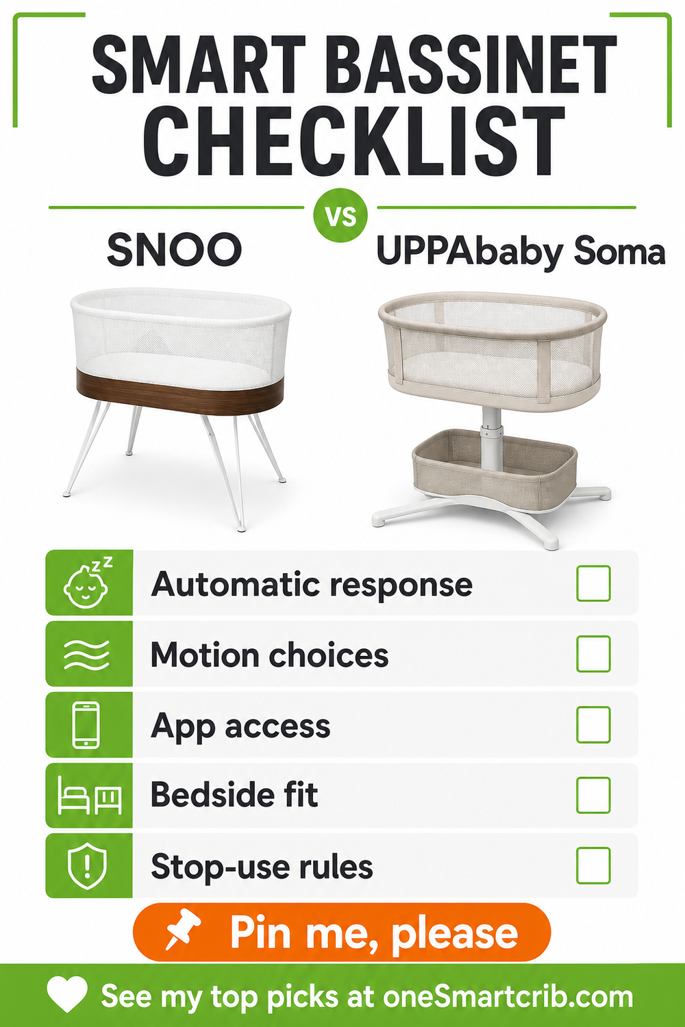 SNOO vs UPPAbaby Soma buyer guide pin