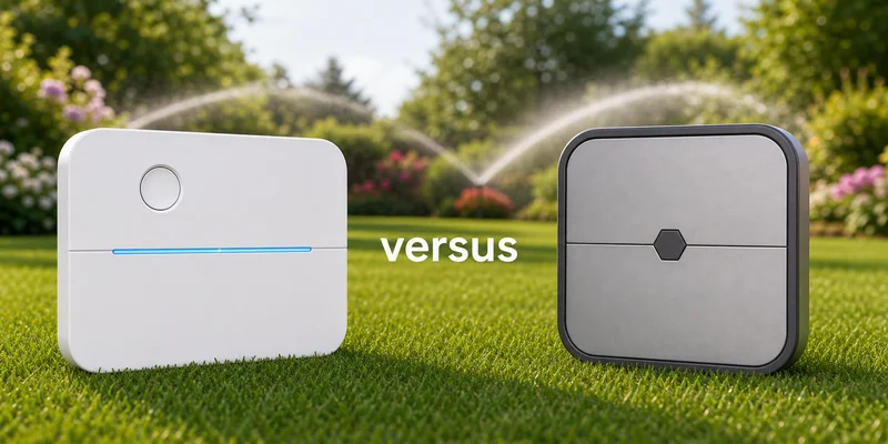 Rachio vs Orbit smart sprinkler controller comparison banner